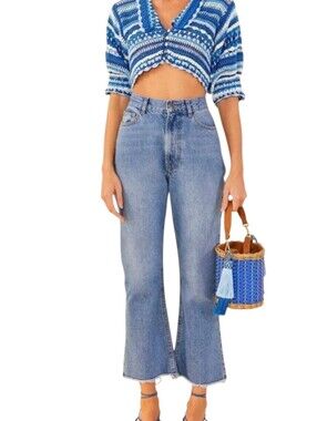 Farm Rio NWT Light Wash Carrot Denim Jeans 100% Cotton Size 29 Retail $150